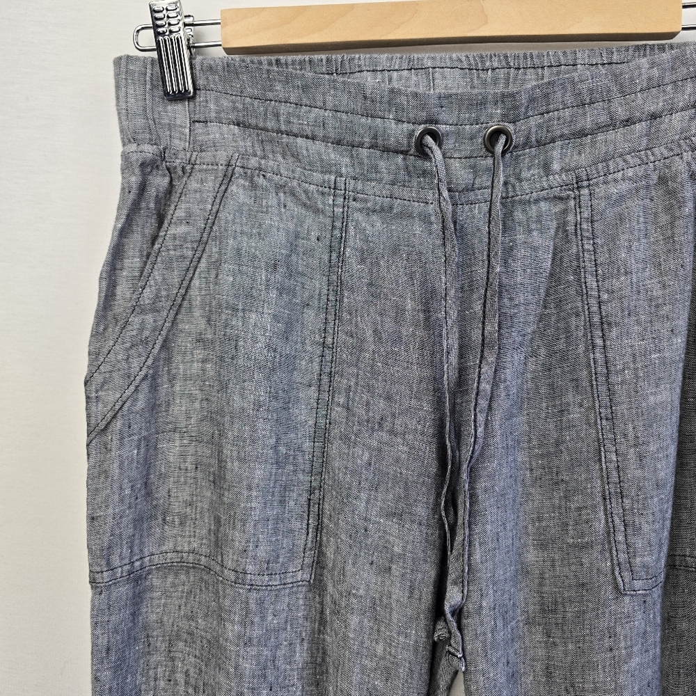 Athleta Linen Black Chambray Joggers Size 4 - Picture 4 of 13